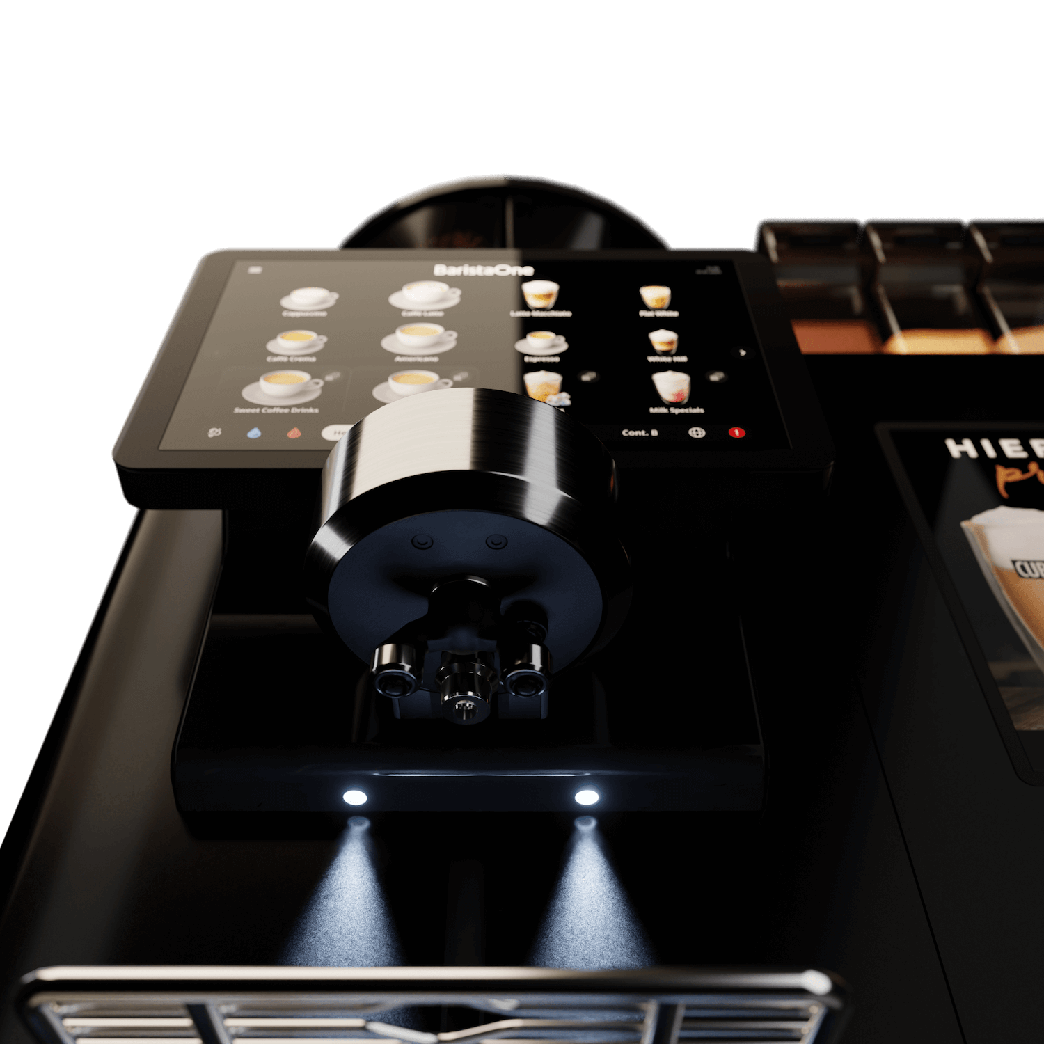 baristaone touch+ closeup - commercial espresso machine - self service